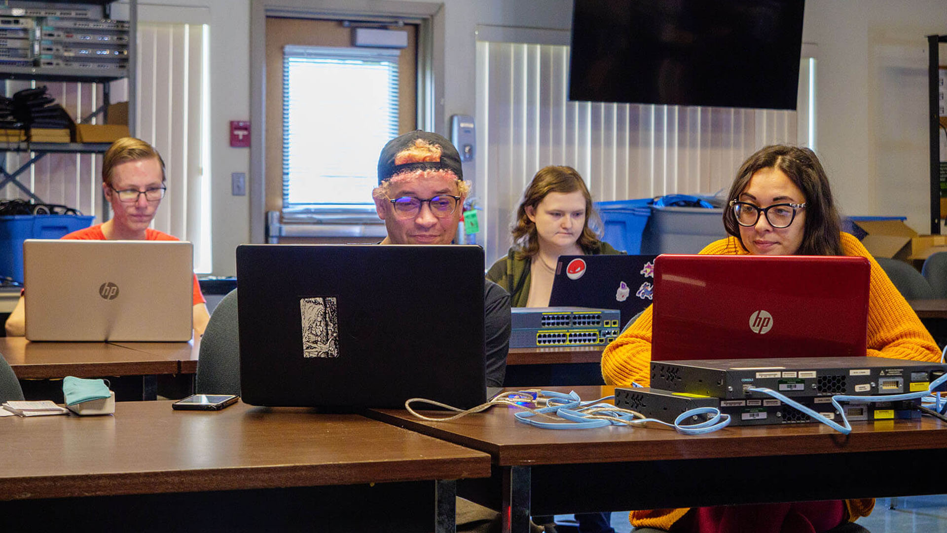 students using laptops