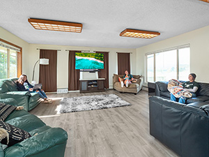 students in living space of student housing