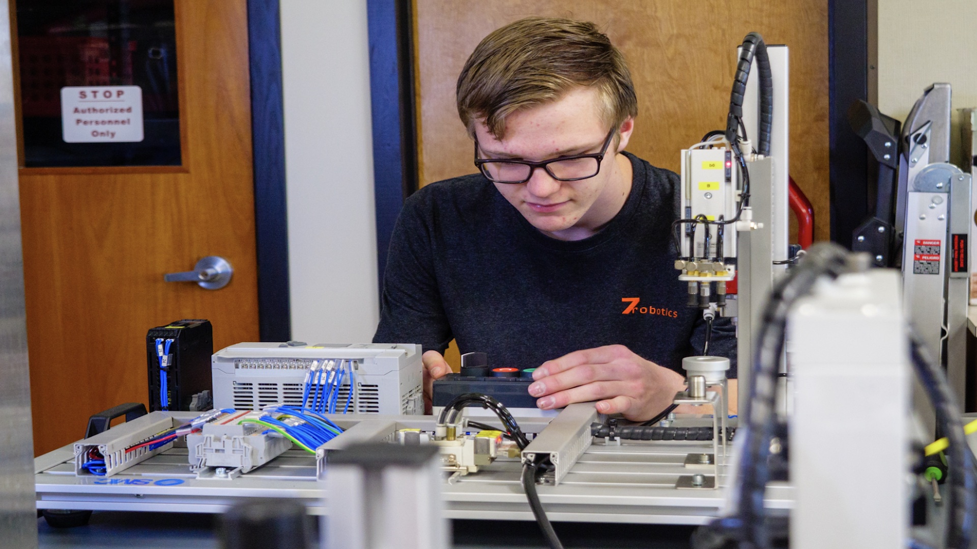 Mechatronics student in classroom