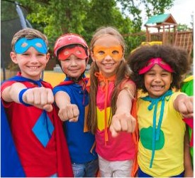 kids dressed as super heroes